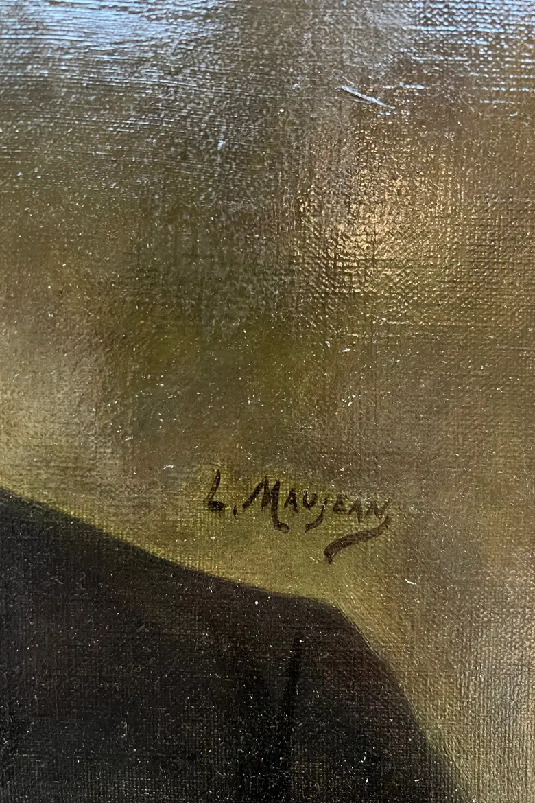 Ancien portrait d’ancêtre homme sur toile Début XXème