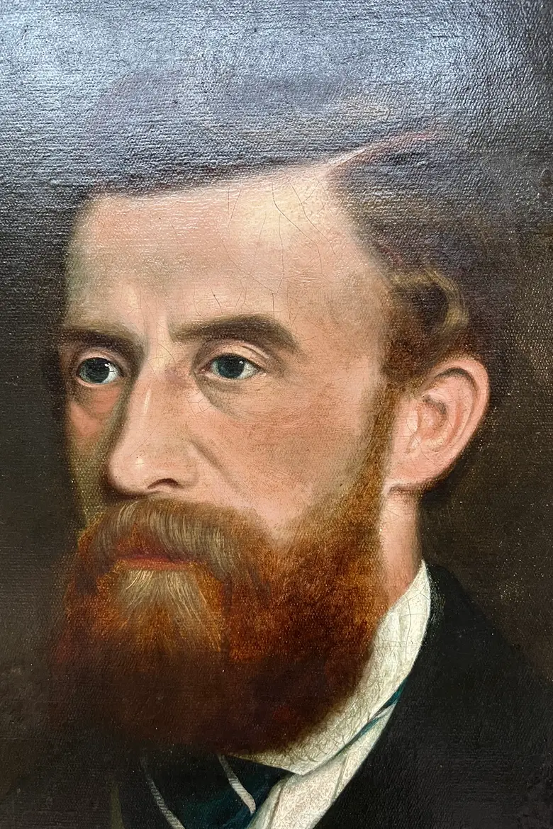 Ancien portrait d’ancêtre homme sur toile Début XXème