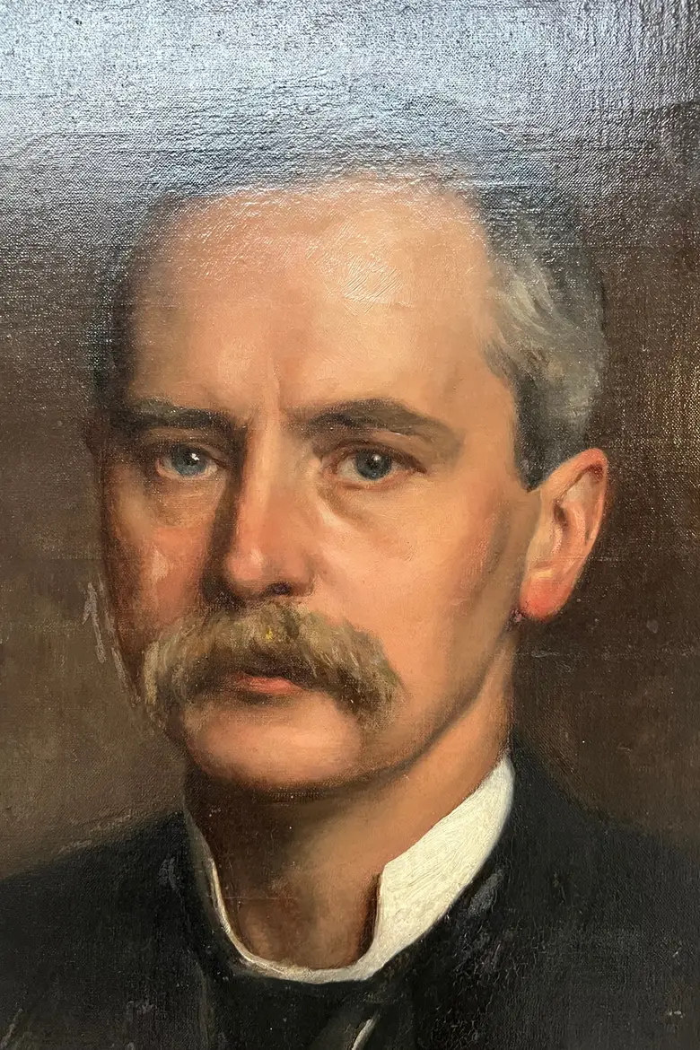Ancien portrait d’ancêtre homme sur toile Début XXème