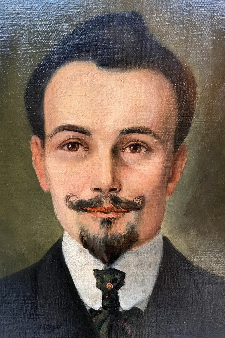Ancien portrait d’ancêtre homme sur toile Début XXème
