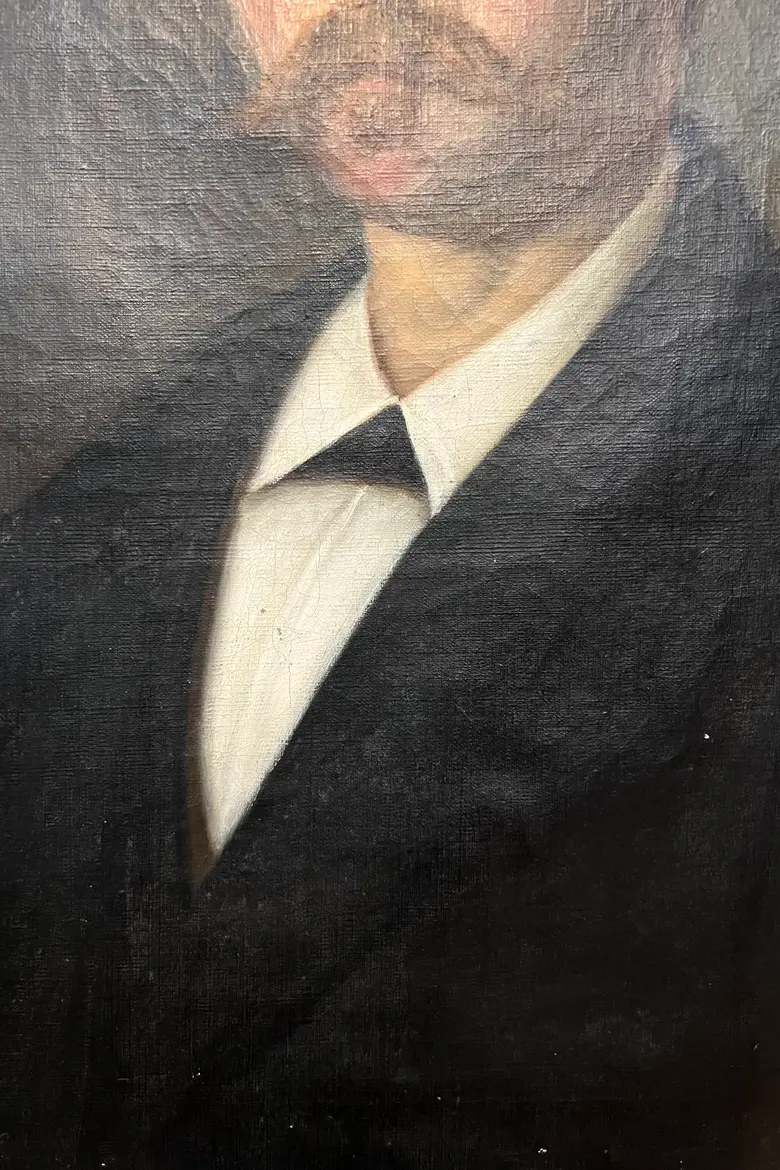 Ancien portrait d’ancêtre sur toile Début XXème
