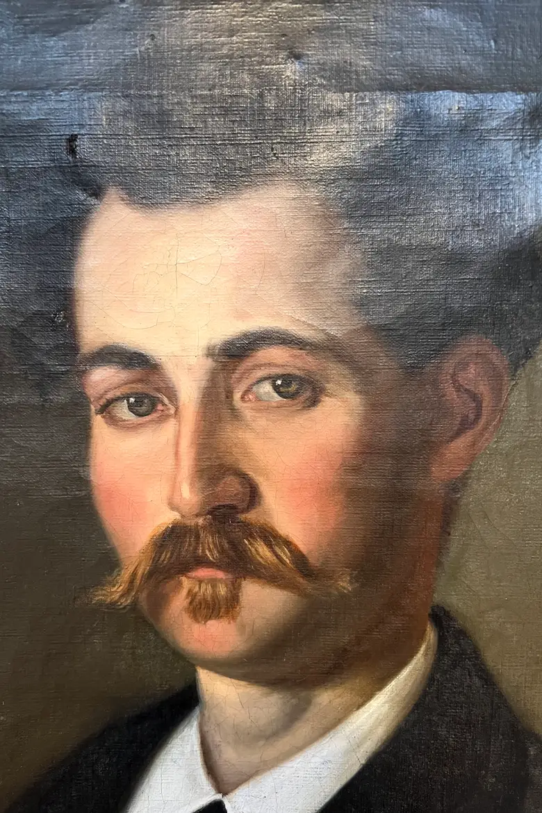Ancien portrait d’ancêtre sur toile Début XXème