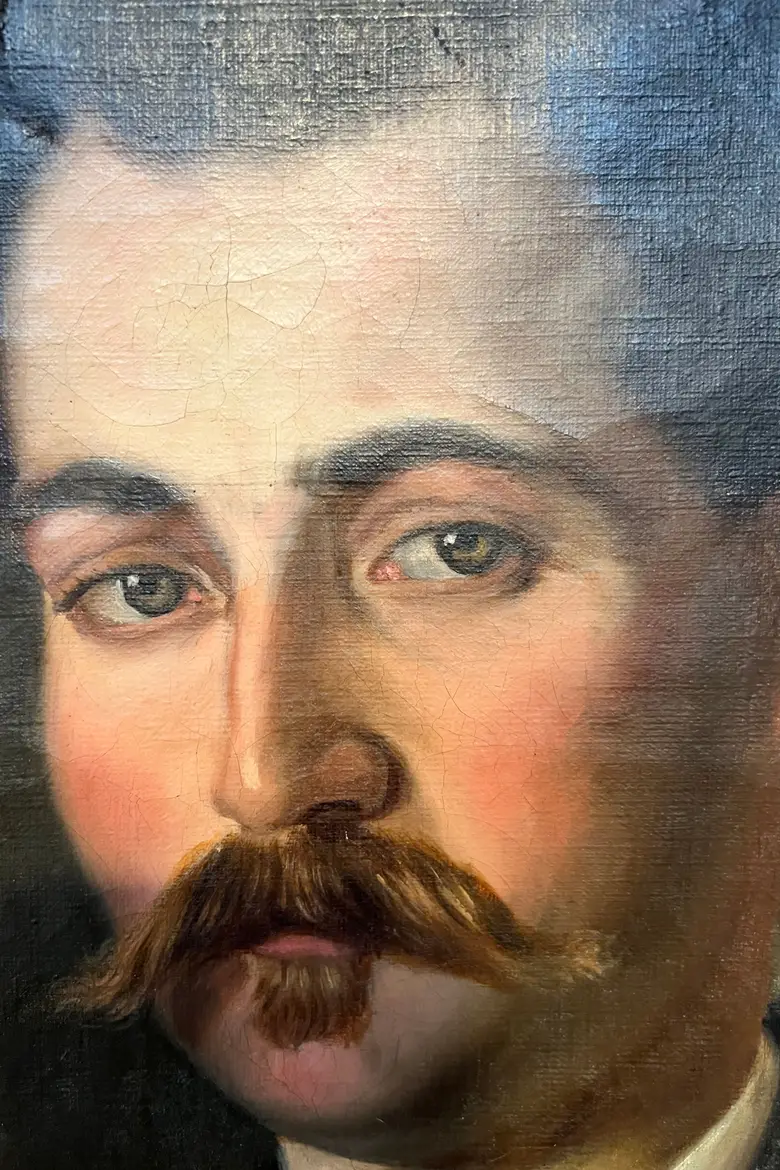 Ancien portrait d’ancêtre sur toile Début XXème