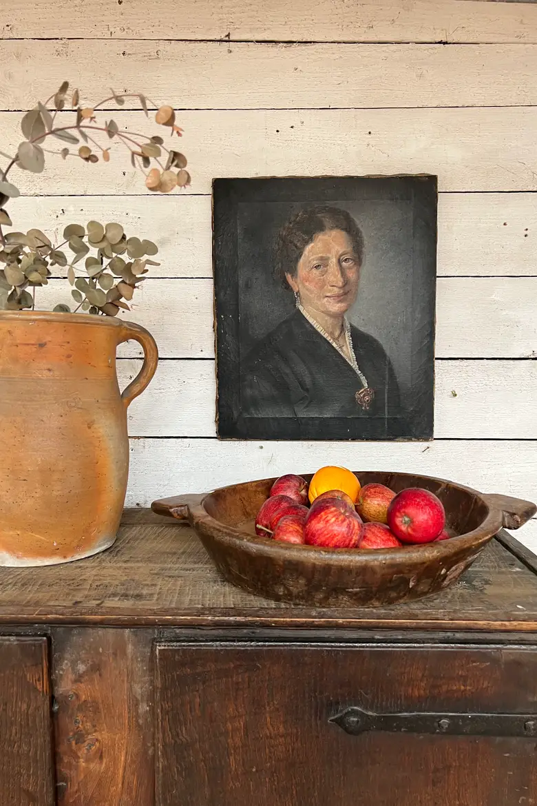 Ancien portrait de femme sur toile Début XXème
