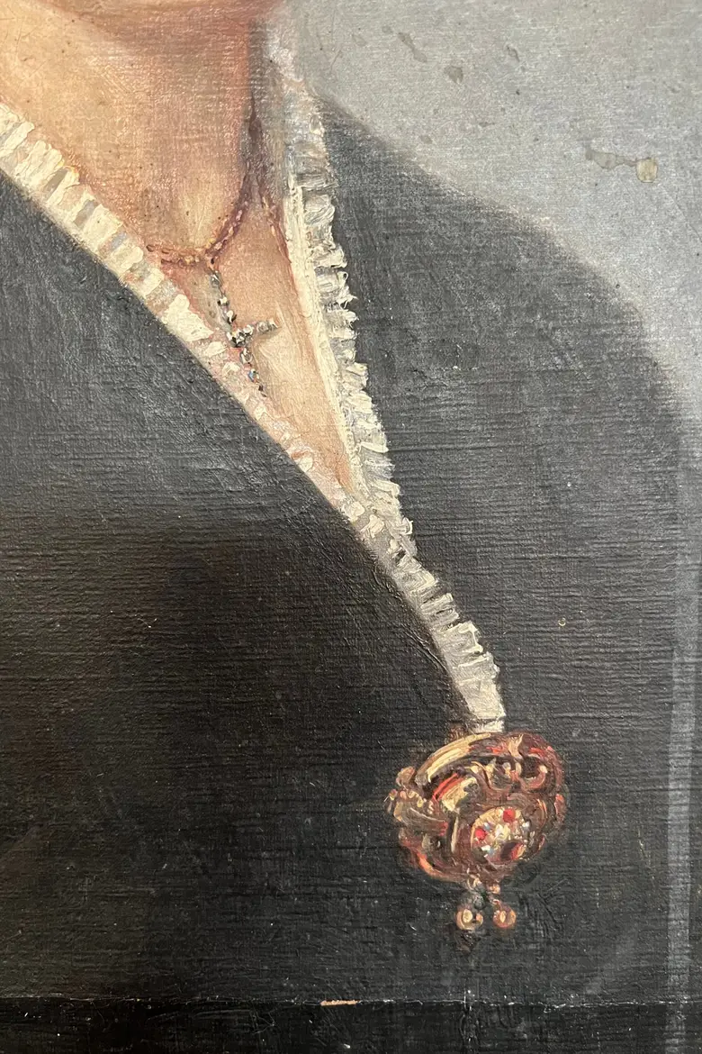 Ancien portrait de femme sur toile Début XXème