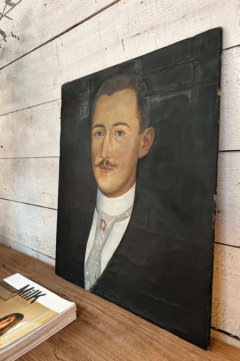 Ancien portrait de jockey sur toile Début XXème