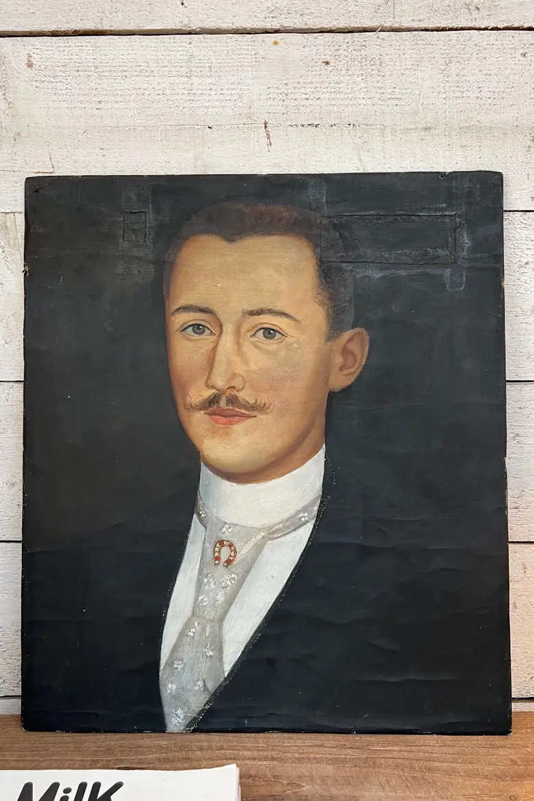 Ancien portrait de jockey sur toile Début XXème