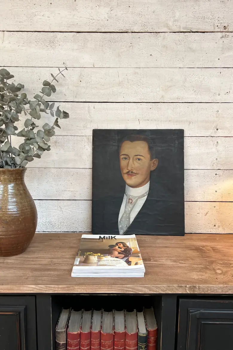 Ancien portrait de jockey sur toile Début XXème