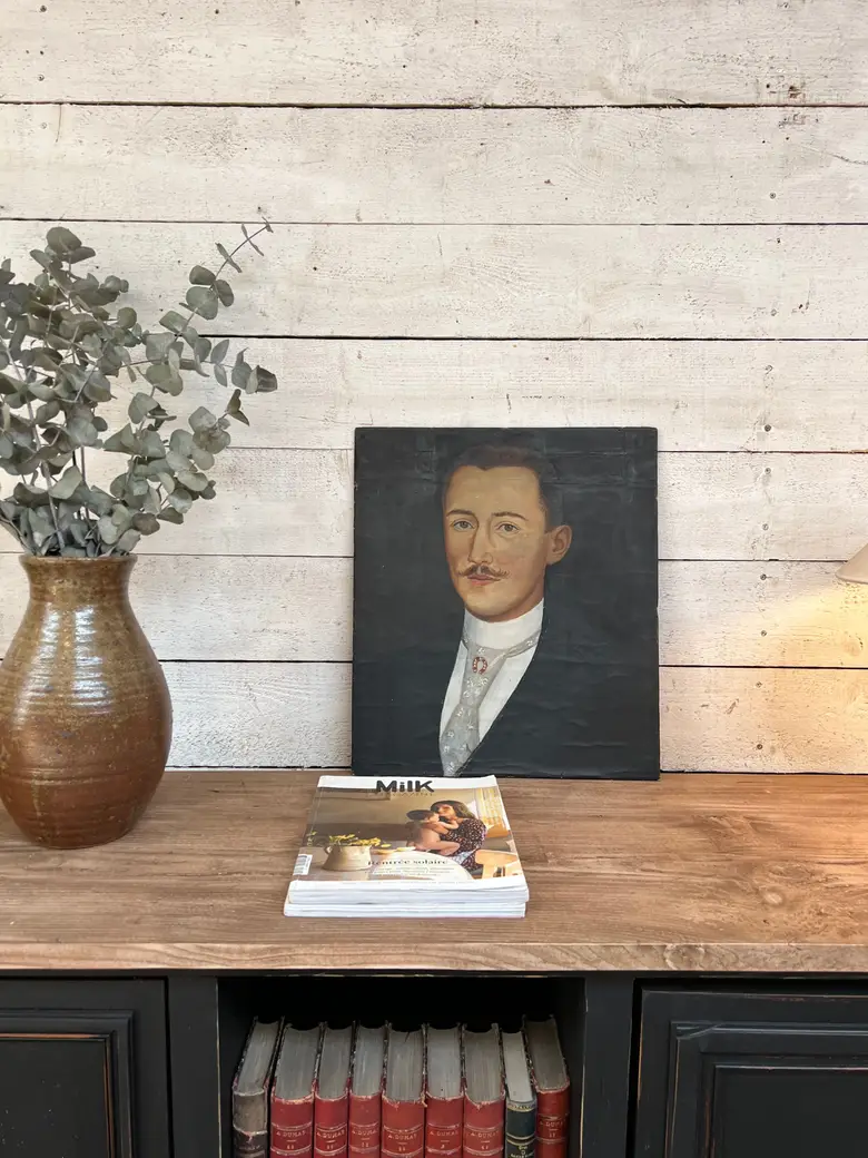 Ancien portrait de jockey sur toile Début XXème
