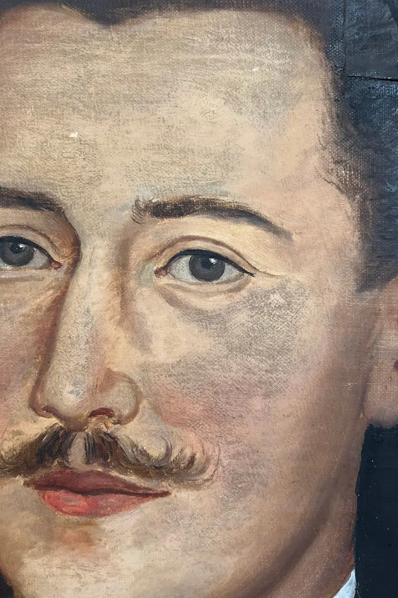 Ancien portrait de jockey sur toile Début XXème