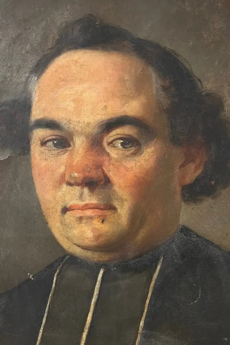 Ancien portrait de prêtre 19ème Huile sur toile