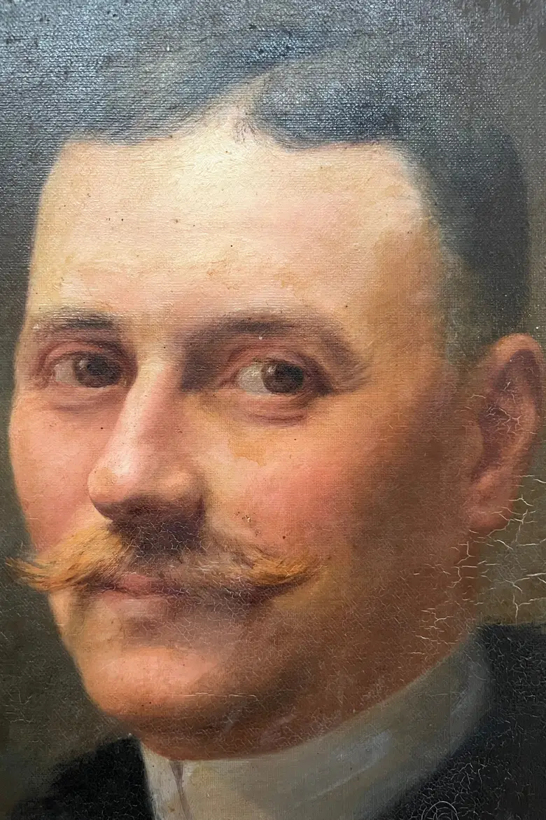 Ancien portrait d'homme sur toile 1900