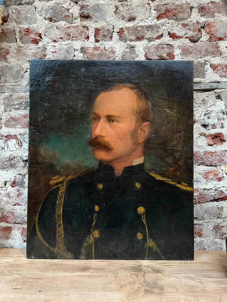 Ancien portrait d’officier sur toile Début XXème