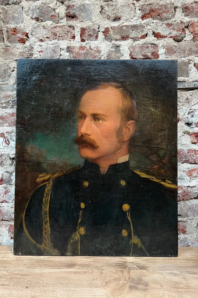 Ancien portrait d’officier sur toile Début XXème