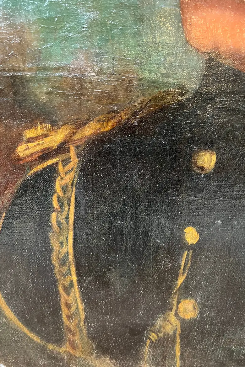 Ancien portrait d’officier sur toile Début XXème