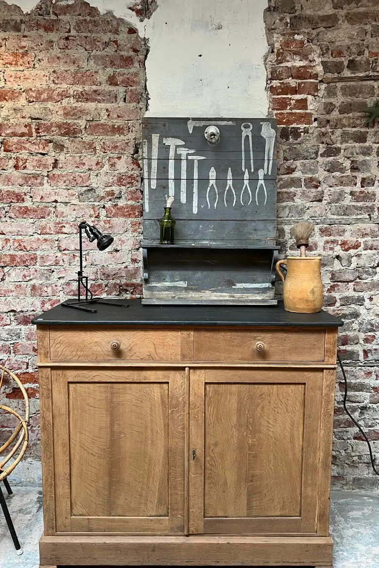 Ancien tableau à outils en bois Début XXème