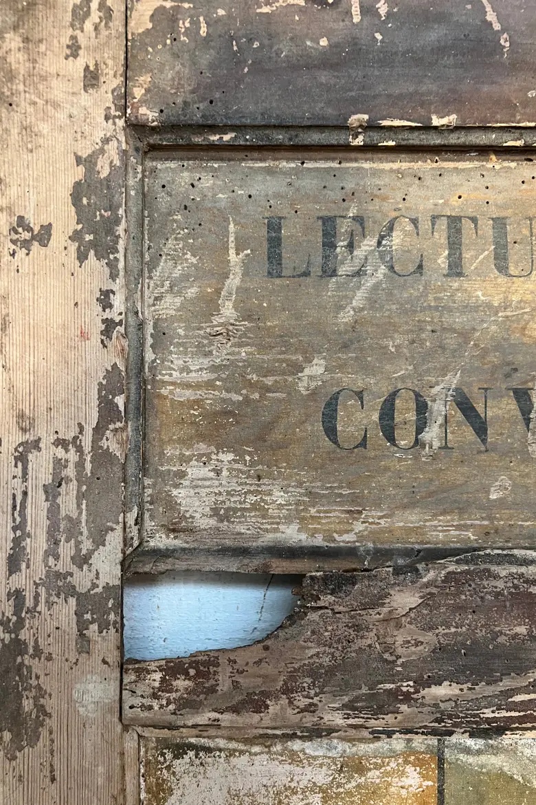 Ancien tableau de conversion en bois 19ème