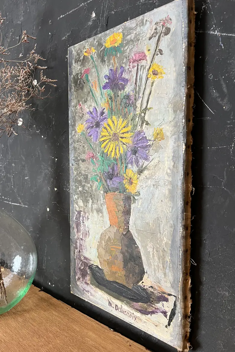 Ancien tableau de fleurs 1960
