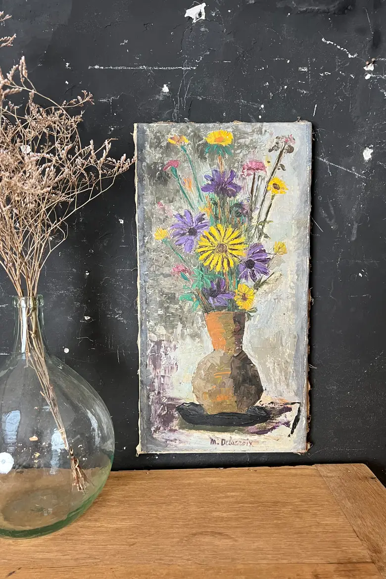 Ancien tableau de fleurs 1960