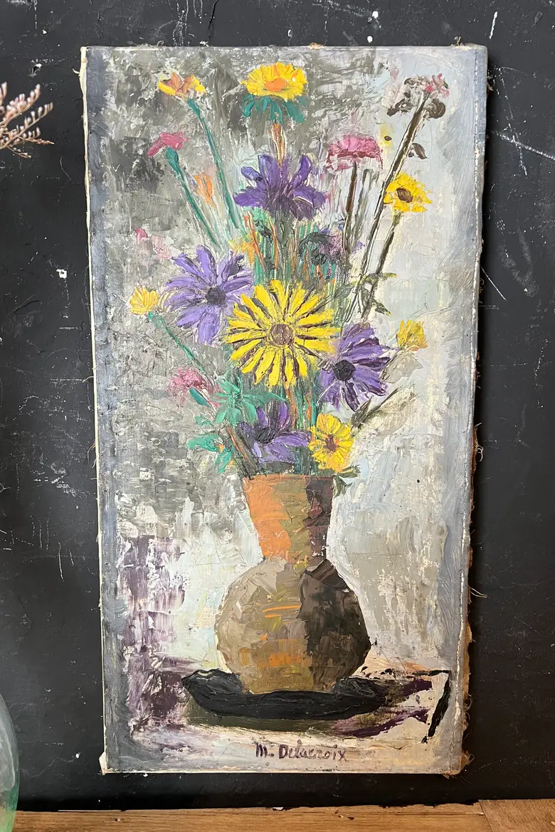 Ancien tableau de fleurs 1960