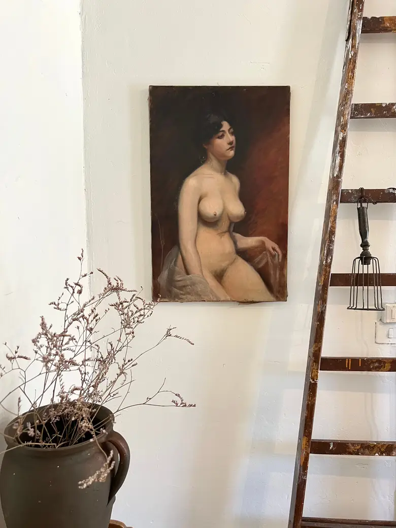 Ancien tableau de nu 1900