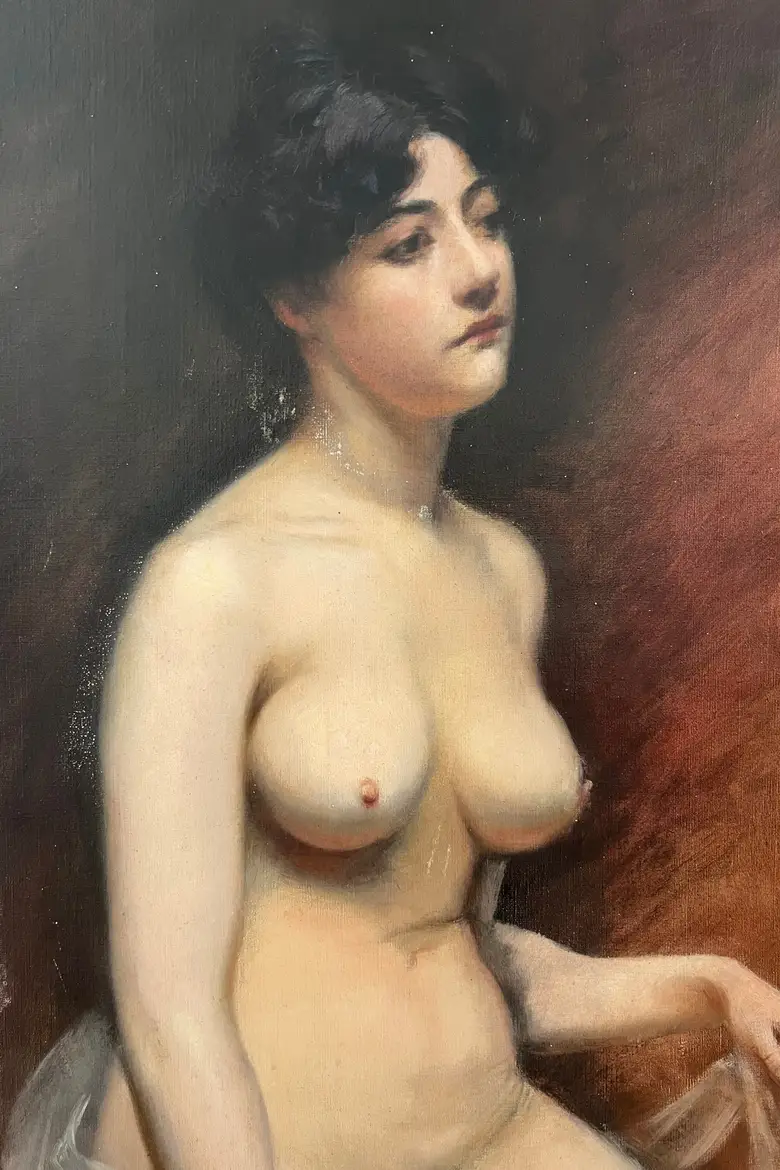 Ancien tableau de nu 1900