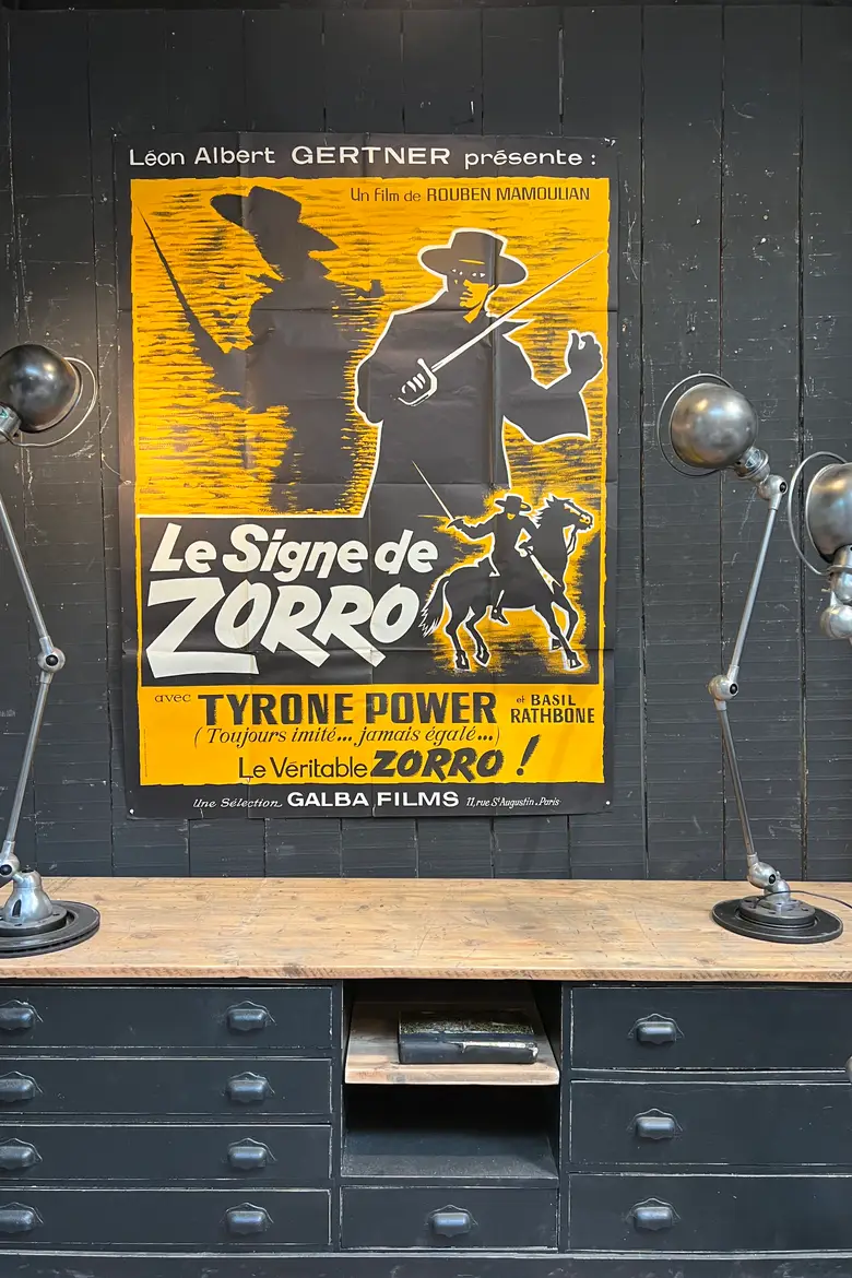 Ancienne affiche de cinéma Zorro 1946