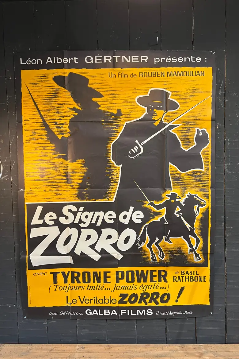 Ancienne affiche de cinéma Zorro 1946