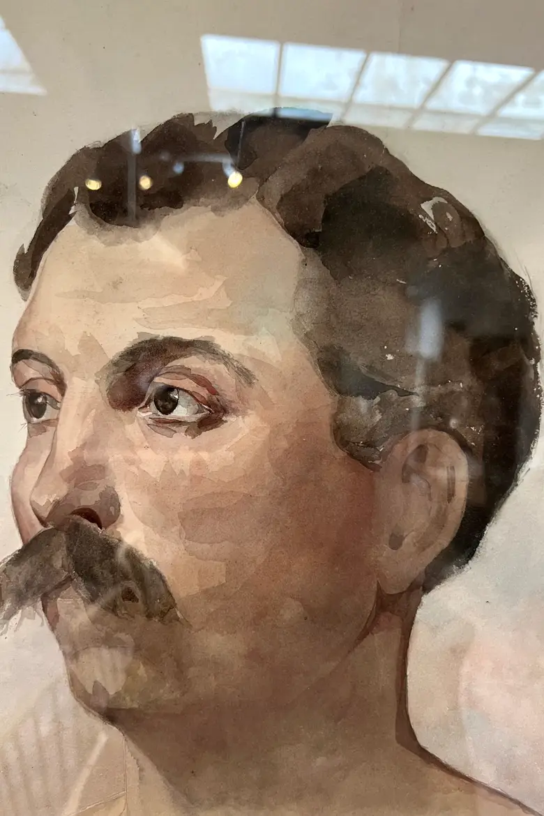 Ancienne aquarelle d’athlète 1900