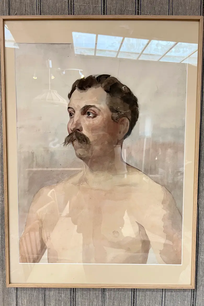 Ancienne aquarelle d’athlète 1900