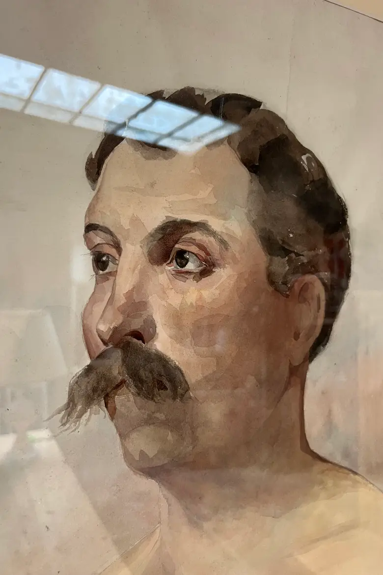Ancienne aquarelle d’athlète 1900