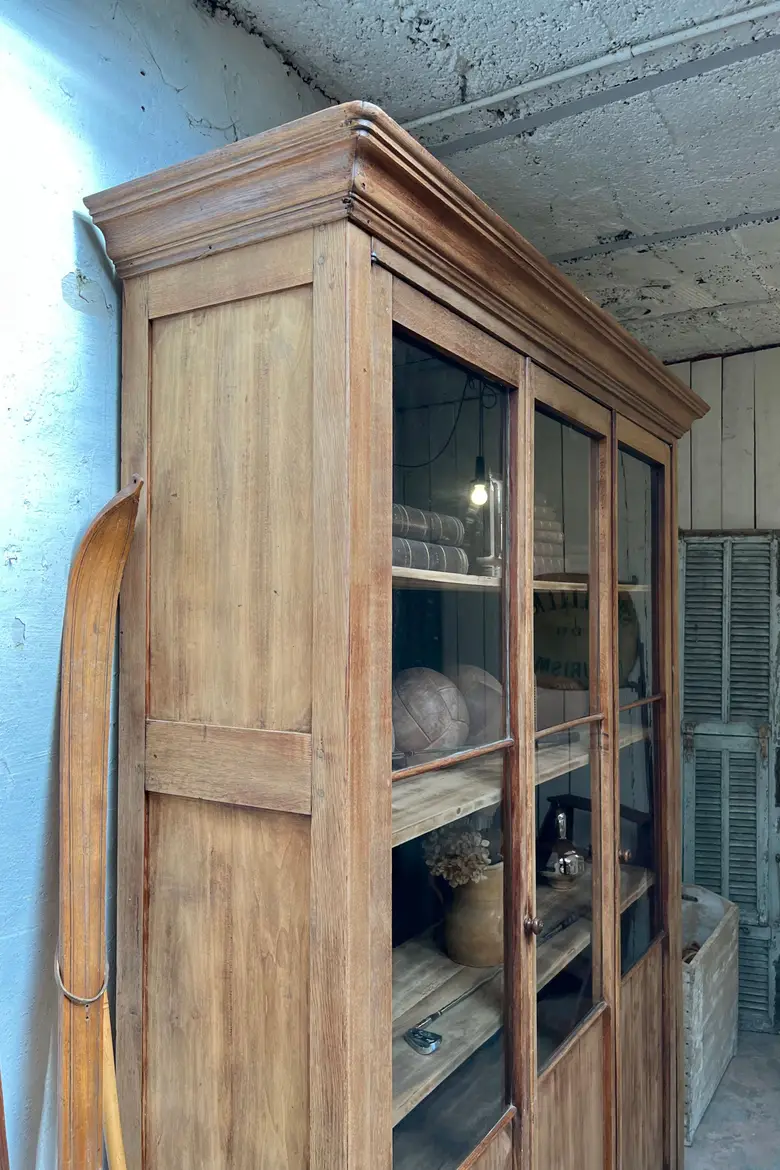 Ancienne bibliothèque de magasin en chêne 1920