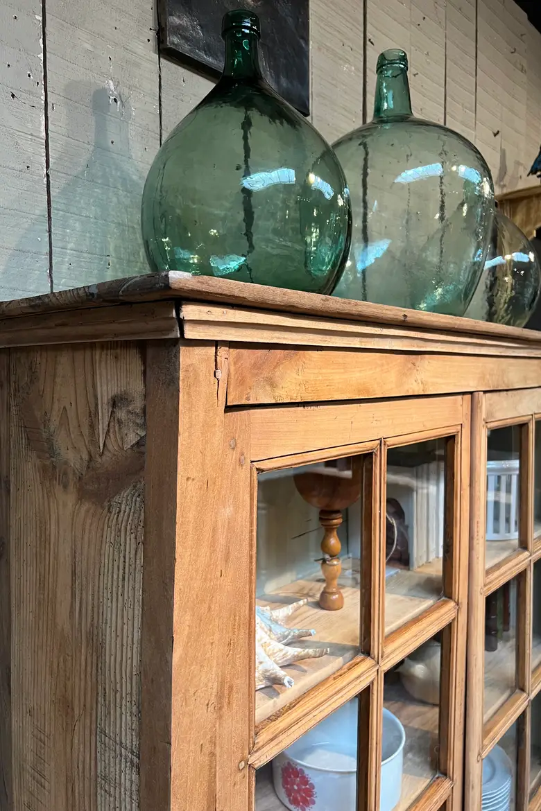 Ancienne bibliothèque vitrée en merisier Début XXème