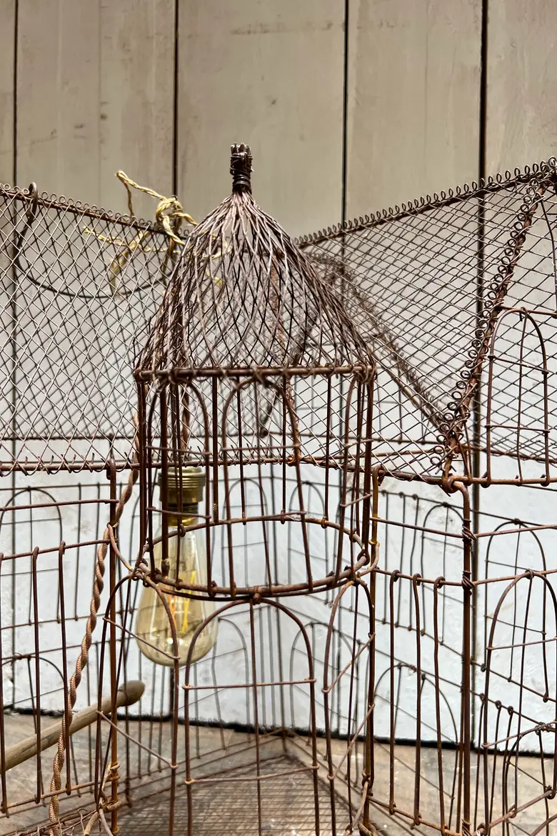 Ancienne cage à oiseau décorative 1970