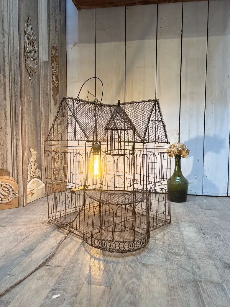 Ancienne cage à oiseau décorative 1970