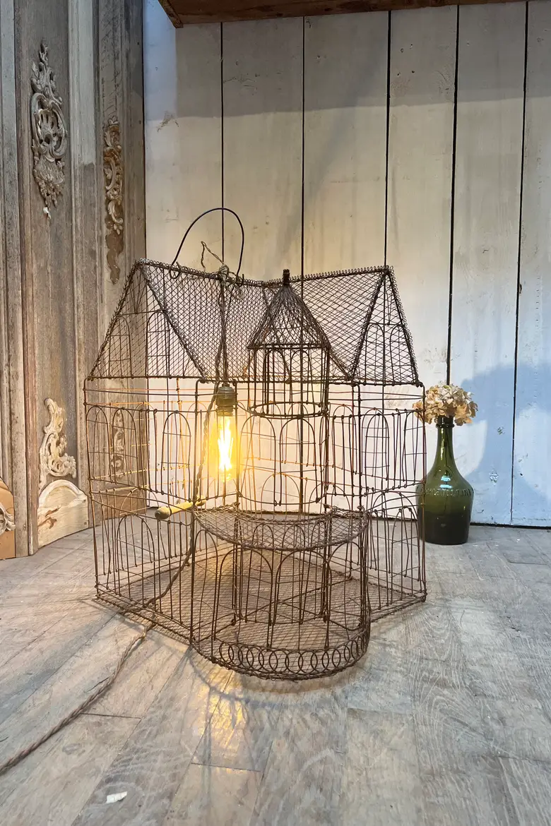 Ancienne cage à oiseau décorative 1970