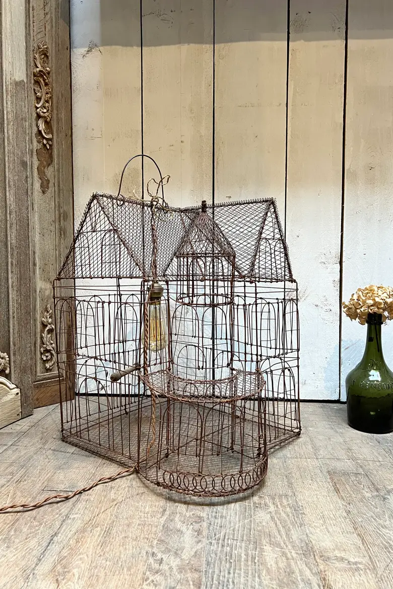 Ancienne cage à oiseau décorative 1970