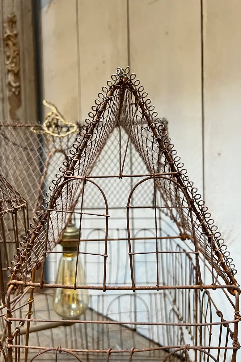 Ancienne cage à oiseau décorative 1970