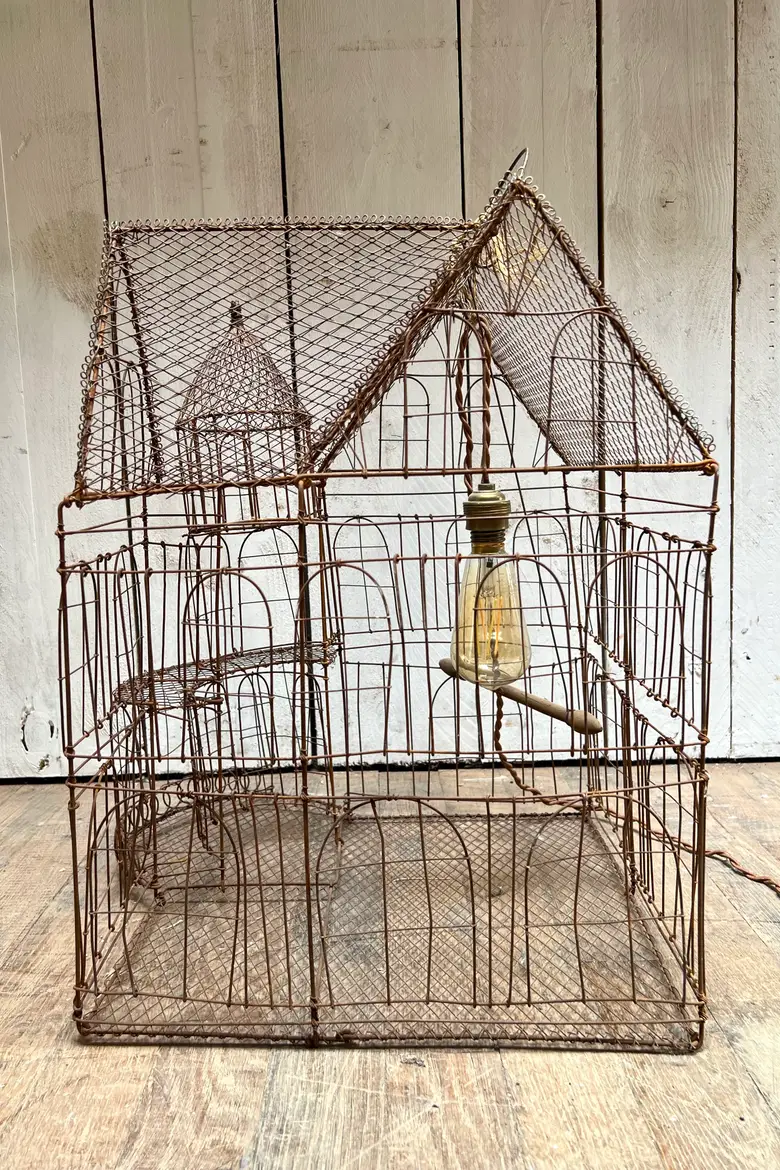 Ancienne cage à oiseau décorative 1970