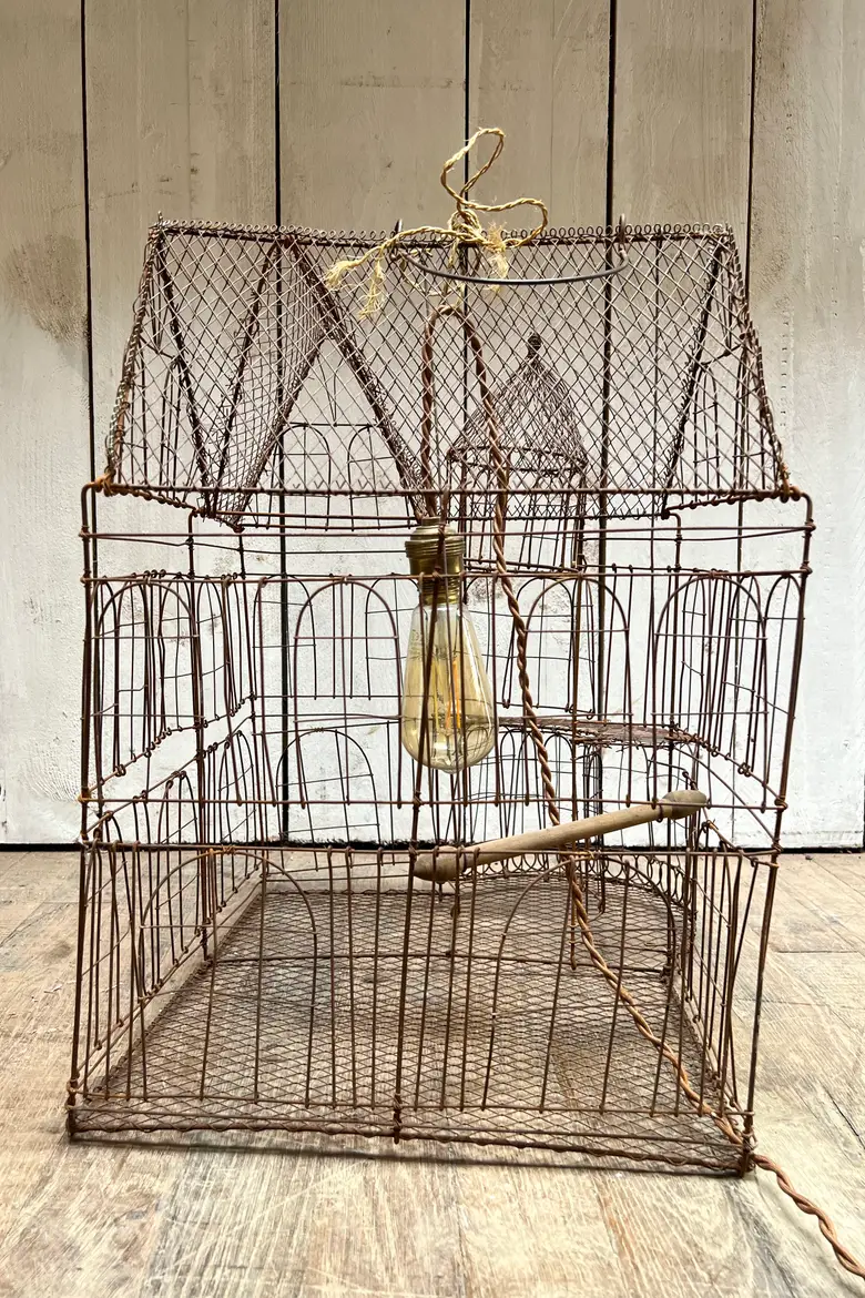 Ancienne cage à oiseau décorative 1970