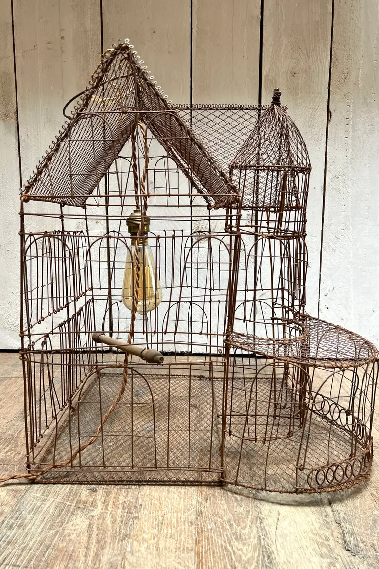 Ancienne cage à oiseau décorative 1970