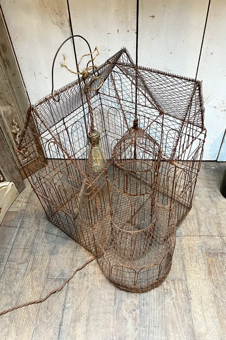 Ancienne cage à oiseau décorative 1970