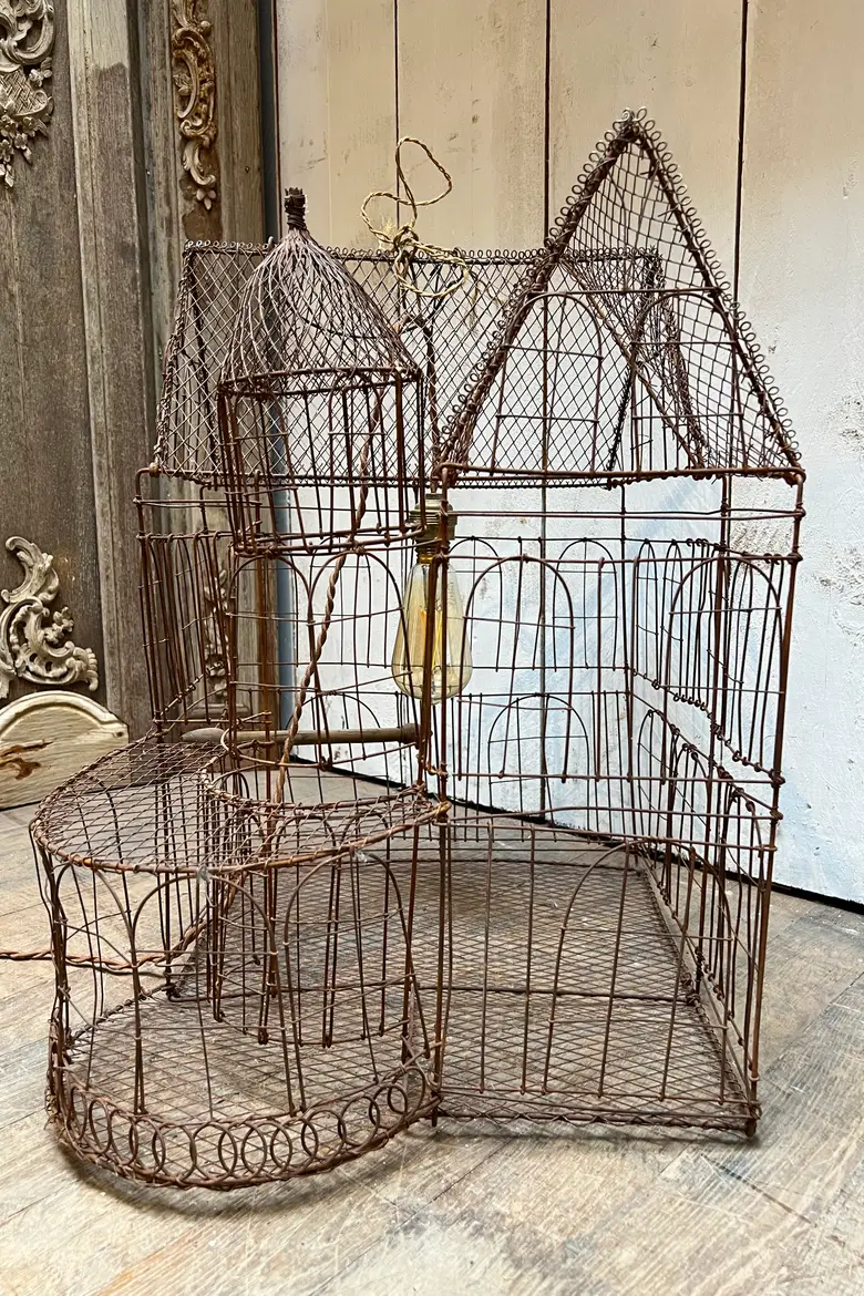 Ancienne cage à oiseau décorative 1970