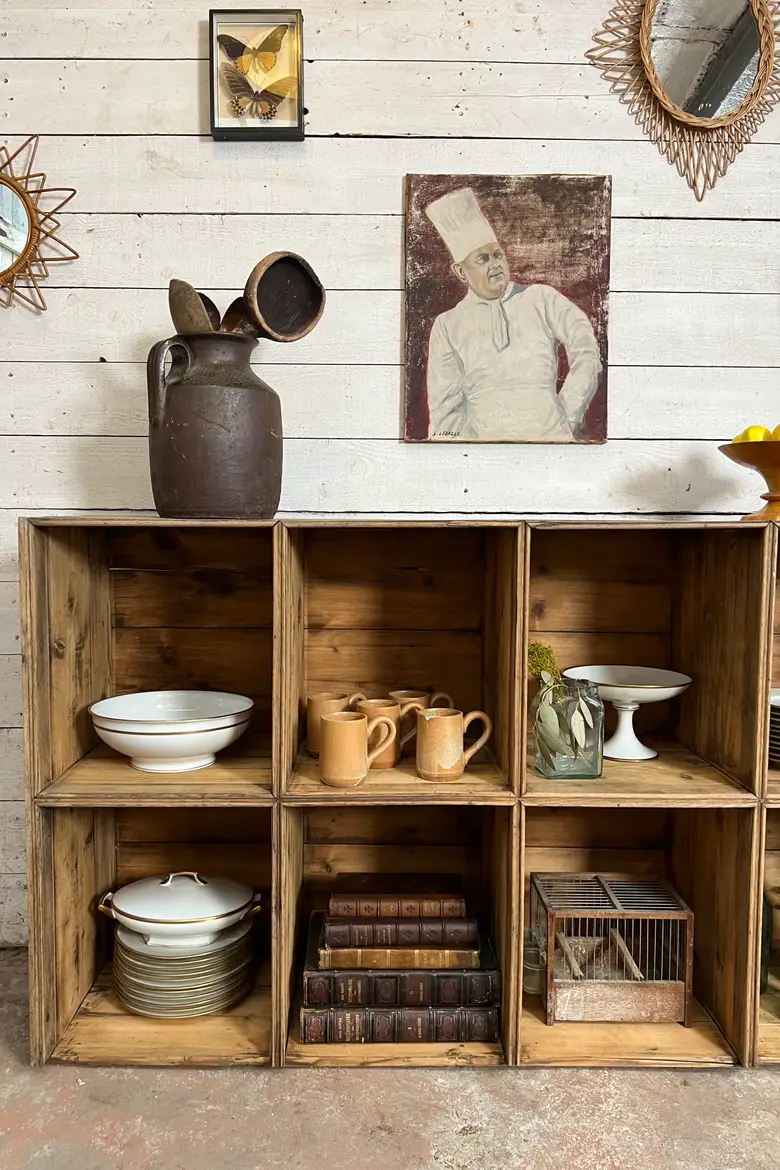 Ancienne étagère d’atelier à casiers – Début XXe