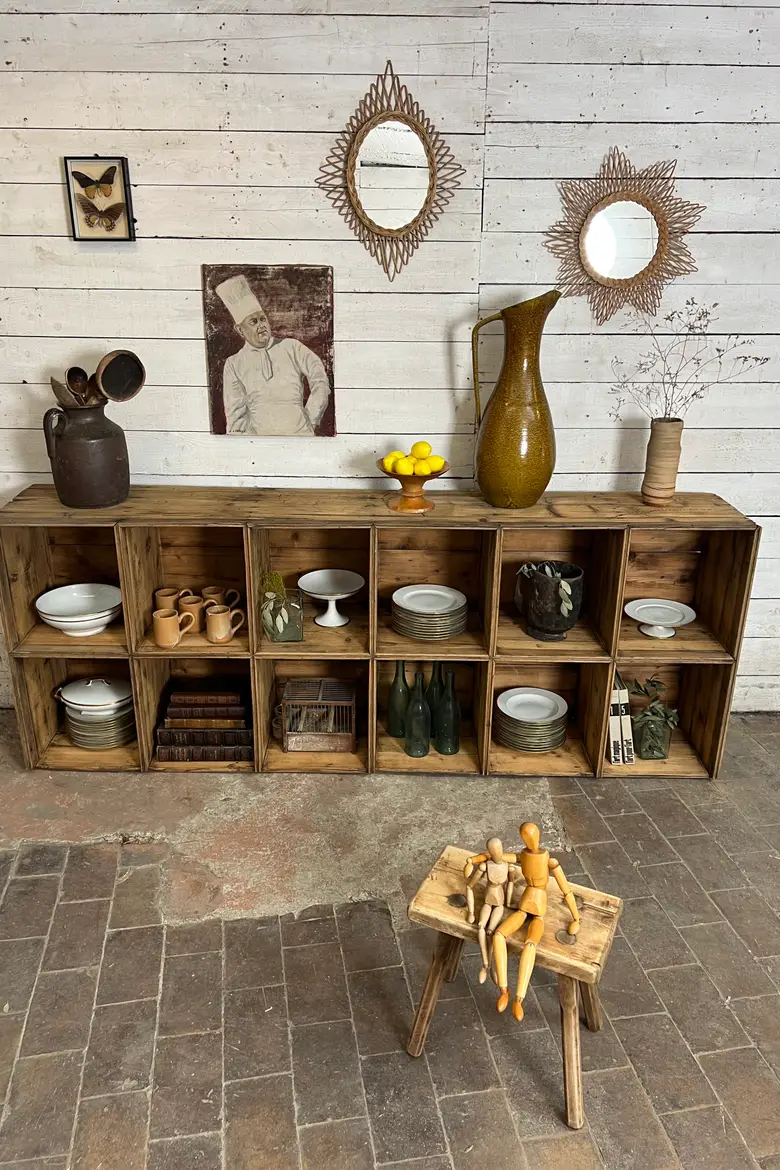 Ancienne étagère d’atelier à casiers – Début XXe