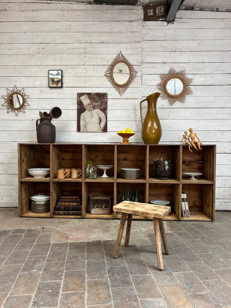 Ancienne étagère d’atelier à casiers – Début XXe