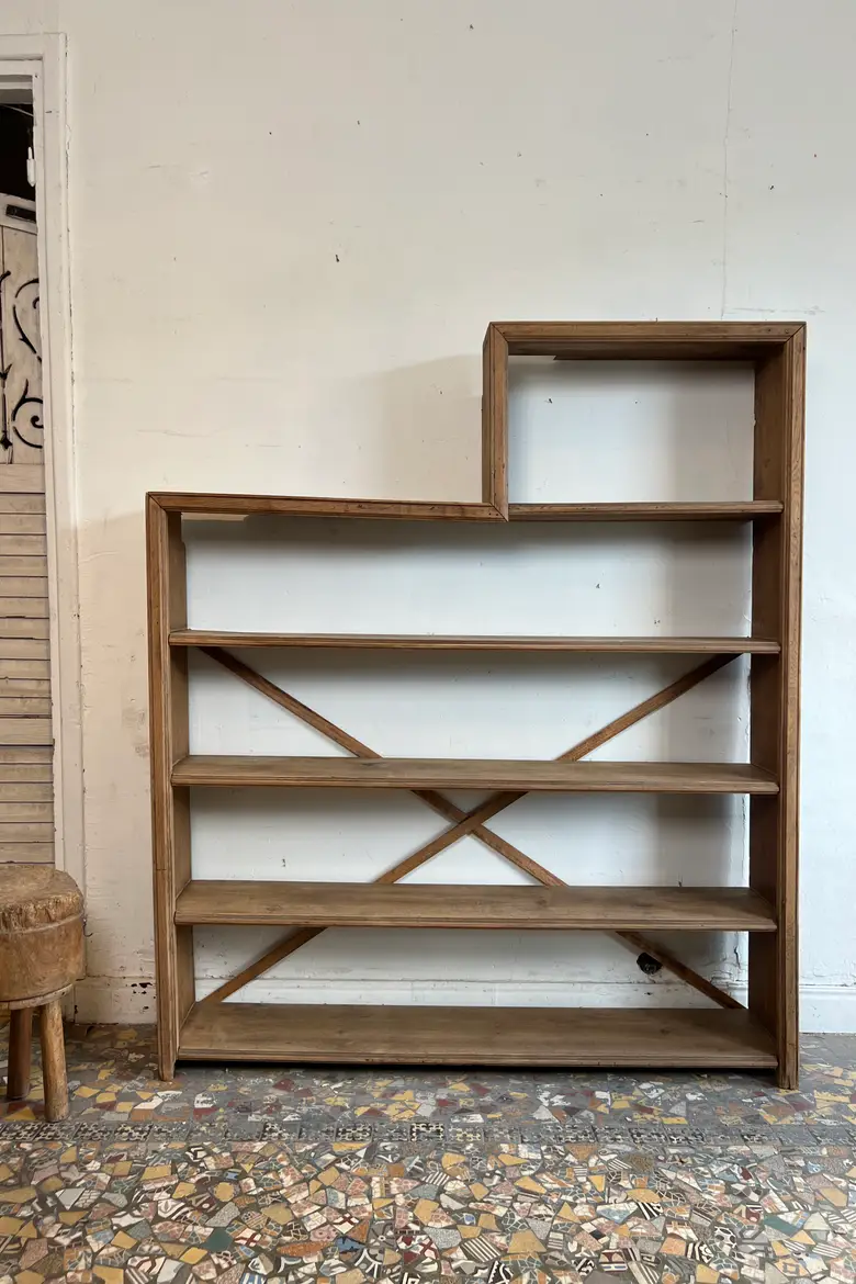 Ancienne étagère d’atelier en chêne – Début XXe