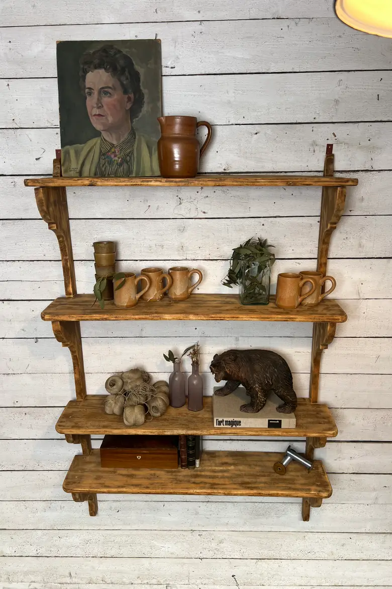Ancienne étagère de café en sapin – Début XXe siècle