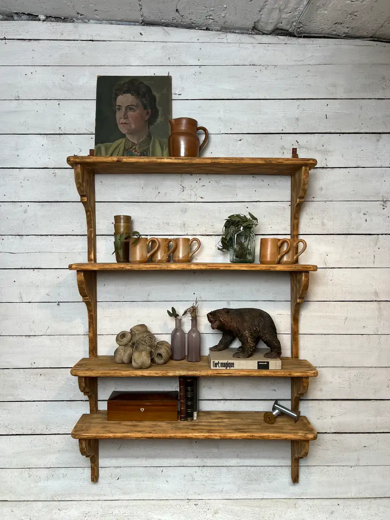 Ancienne étagère de café en sapin – Début XXe siècle