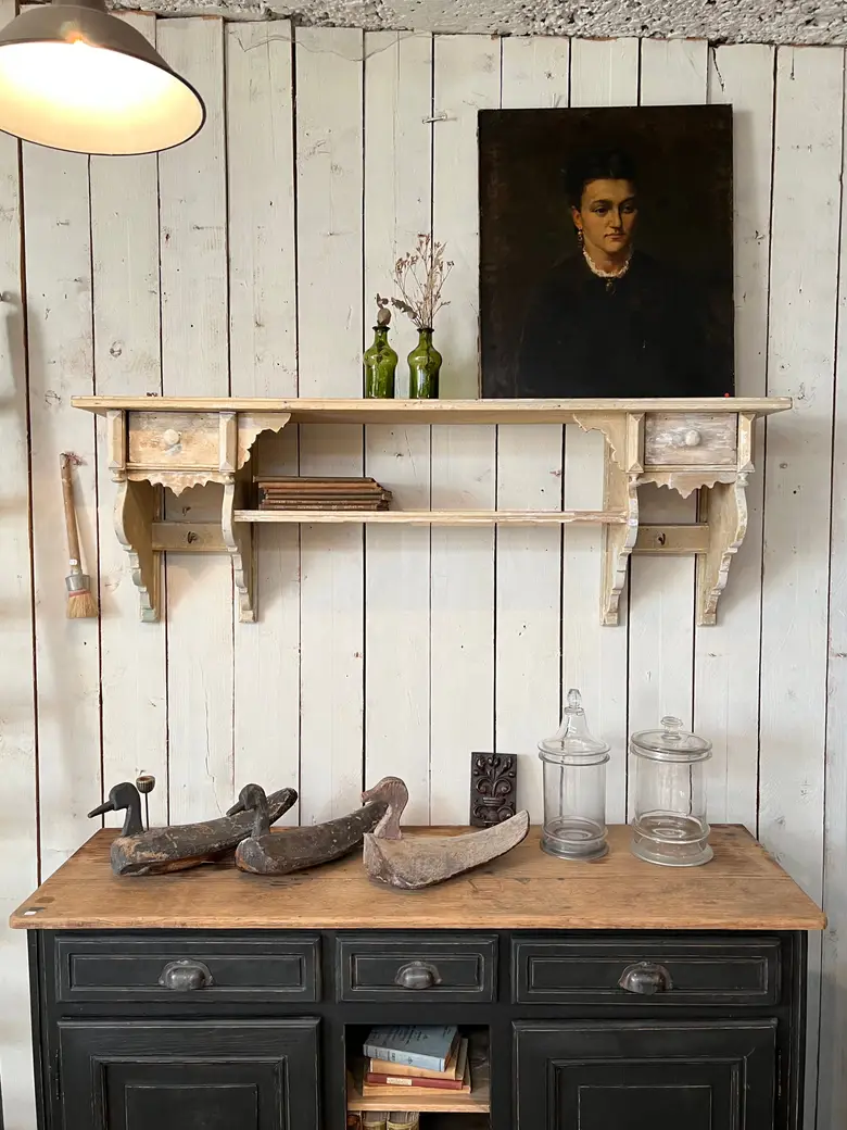 Ancienne étagère de cuisine en bois Début XXème